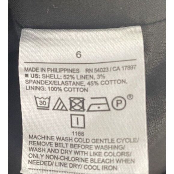 Banana Republic Size 6 Dress Black Linen Blend Cotton Spandex Midi Fit Belted - Picture 6 of 10